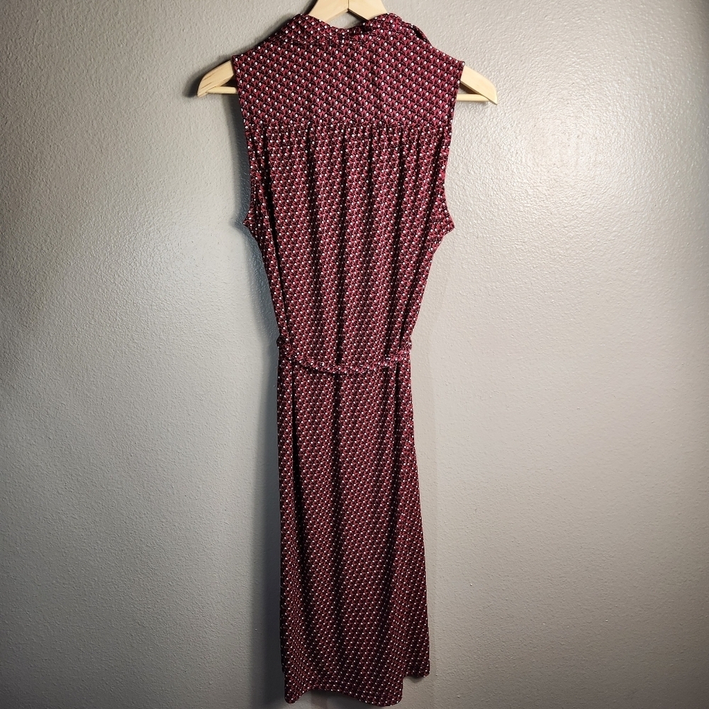 Mossimo Womens |M| Red Floral Sleeveless Buttonfront Shirtdress w/Waist Belt - Picture 5 of 6